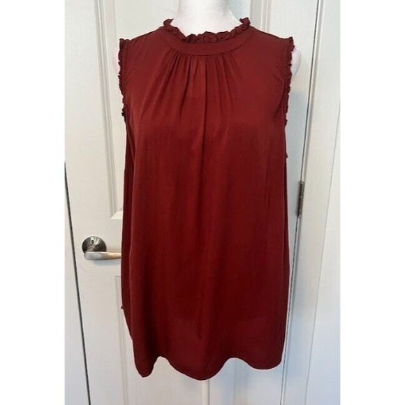 Torrid Women’s Size 1X Rayon Twill Ruffle Trim Mock Neck Tank - Picture 2 of 9